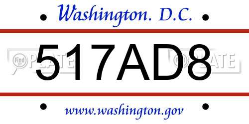 517AD8 District Of Columbia License Plate