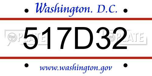 517D32 District Of Columbia License Plate