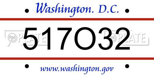 517O32 District Of Columbia License Plate
