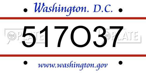 517O37 District Of Columbia License Plate
