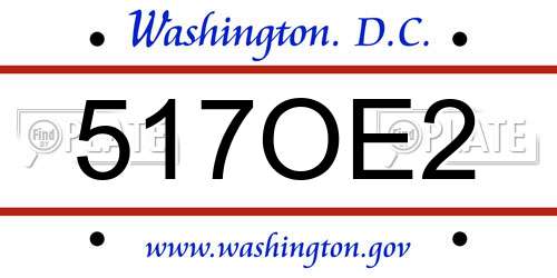 517OE2 District Of Columbia License Plate