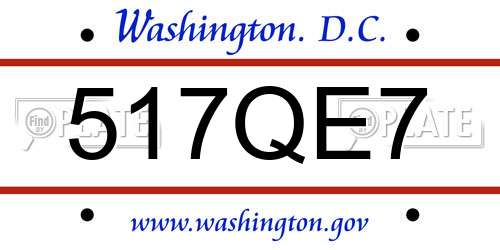 517QE7 District Of Columbia License Plate