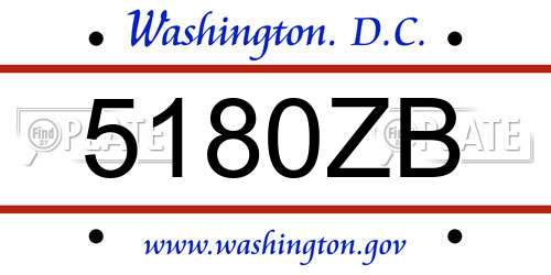5180ZB District Of Columbia License Plate