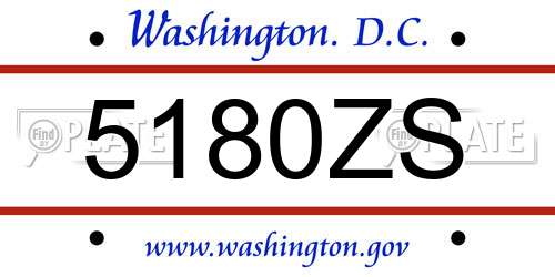 5180ZS District Of Columbia License Plate