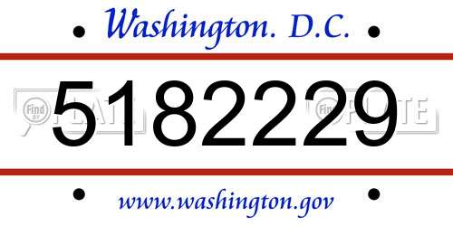 5182229 District Of Columbia License Plate