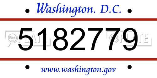 5182779 District Of Columbia License Plate