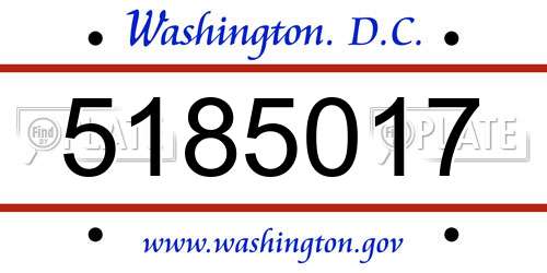 5185017 District Of Columbia License Plate