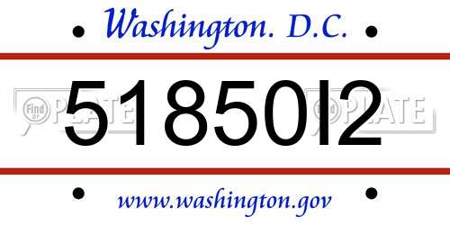51850I2 District Of Columbia License Plate