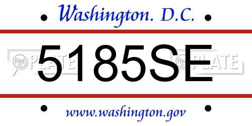 5185SE District Of Columbia License Plate