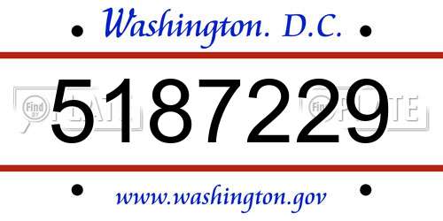 5187229 District Of Columbia License Plate