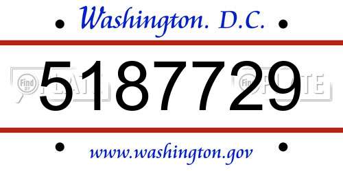 5187729 District Of Columbia License Plate