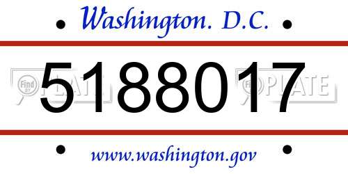 5188017 District Of Columbia License Plate