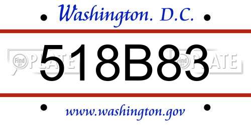 518B83 District Of Columbia License Plate