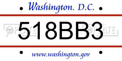 518BB3 District Of Columbia License Plate