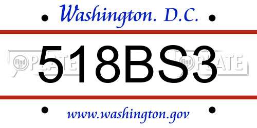 518BS3 District Of Columbia License Plate