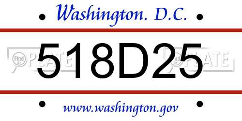 518D25 District Of Columbia License Plate