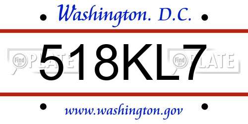 518KL7 District Of Columbia License Plate