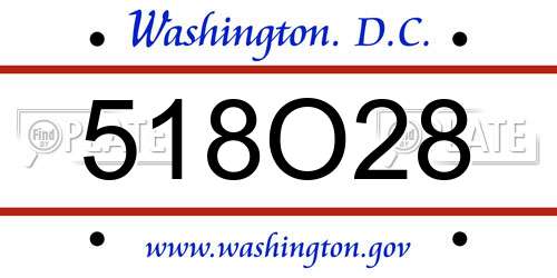 518O28 District Of Columbia License Plate