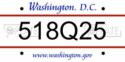 518Q25 District Of Columbia License Plate