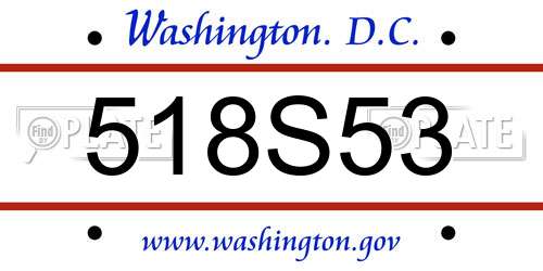518S53 District Of Columbia License Plate