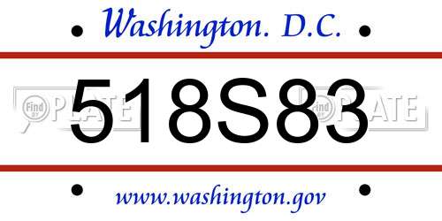 518S83 District Of Columbia License Plate