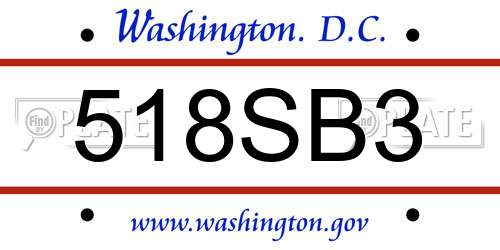 518SB3 District Of Columbia License Plate