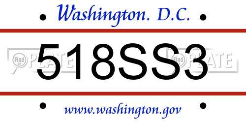 518SS3 District Of Columbia License Plate