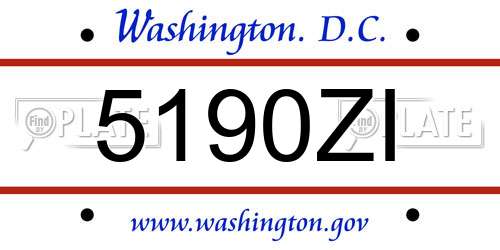 5190ZI District Of Columbia License Plate