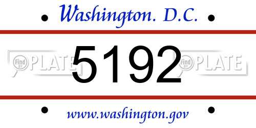 5192 District Of Columbia License Plate