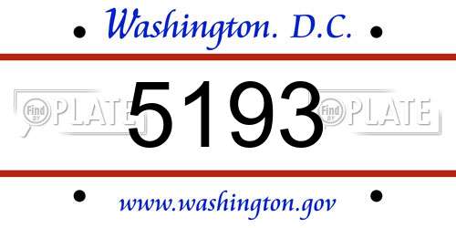 5193 District Of Columbia License Plate