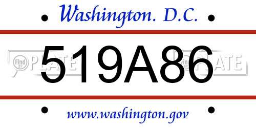 519A86 District Of Columbia License Plate