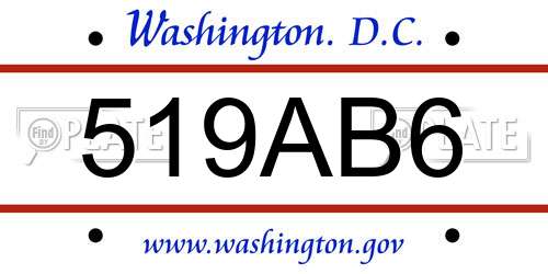 519AB6 District Of Columbia License Plate