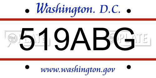 519ABG District Of Columbia License Plate