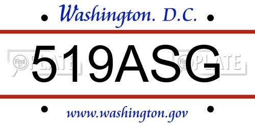 519ASG District Of Columbia License Plate