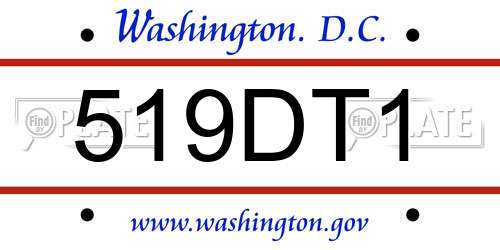 519DT1 District Of Columbia License Plate