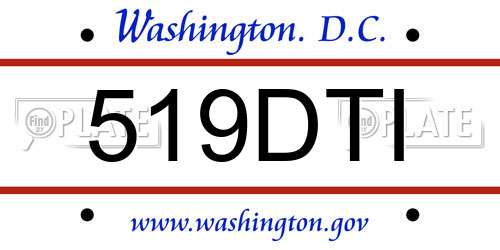 519DTI District Of Columbia License Plate