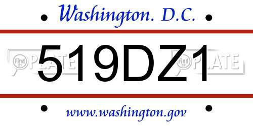 519DZ1 District Of Columbia License Plate