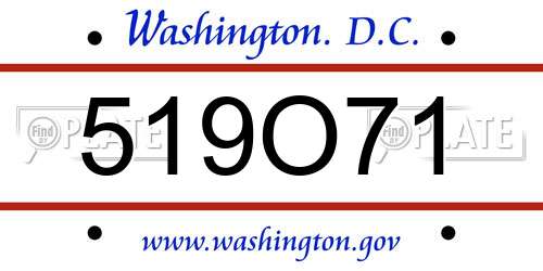 519O71 District Of Columbia License Plate