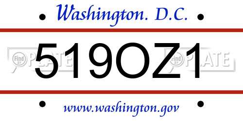 519OZ1 District Of Columbia License Plate