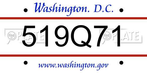 519Q71 District Of Columbia License Plate