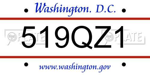519QZ1 District Of Columbia License Plate