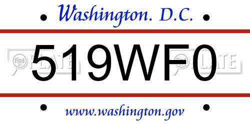 519WF0 District Of Columbia License Plate
