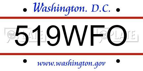 519WFO District Of Columbia License Plate