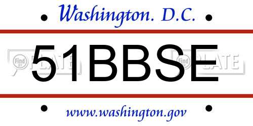 51BBSE District Of Columbia License Plate