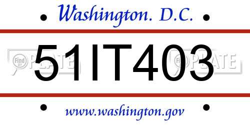 51IT403 District Of Columbia License Plate