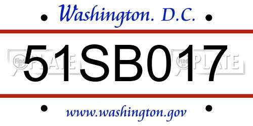 51SB017 District Of Columbia License Plate