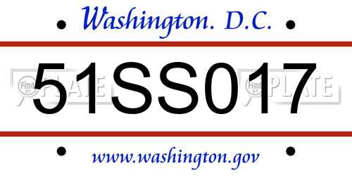 51SS017 District Of Columbia License Plate
