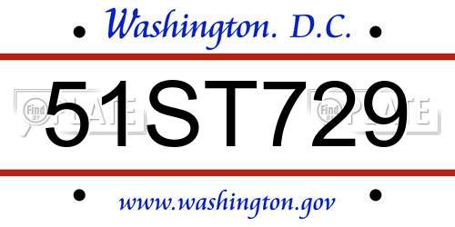51ST729 District Of Columbia License Plate