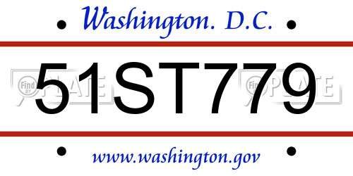 51ST779 District Of Columbia License Plate