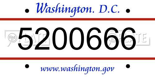 5200666 District Of Columbia License Plate